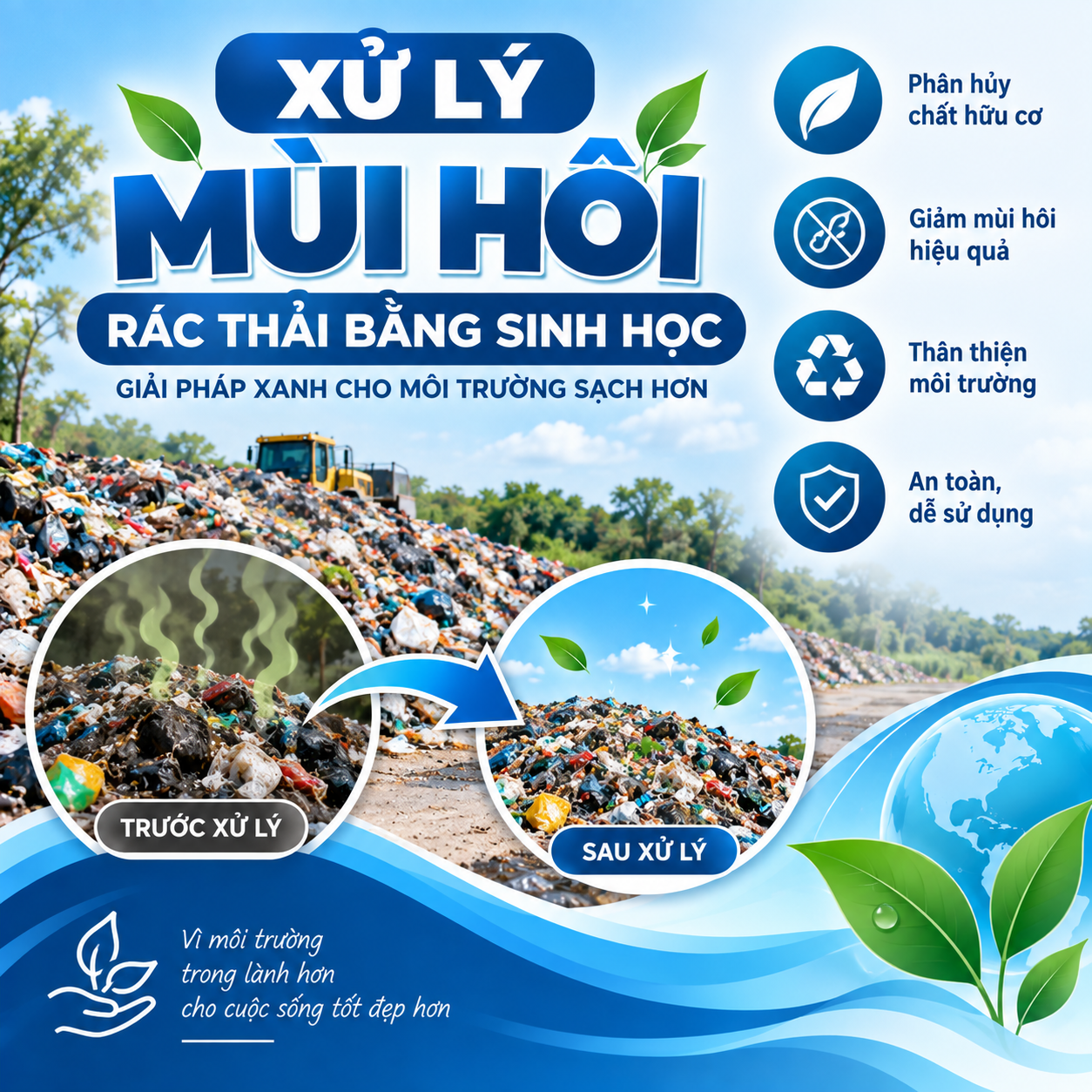Xử lý mùi hôi rác thải sinh hoạt hiệu quả bằng phương pháp sinh học