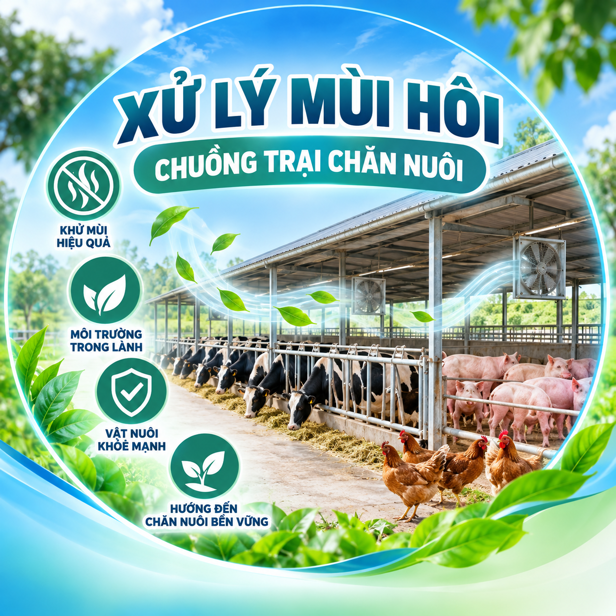 Xử lý mùi hôi chuồng trại chăn nuôi