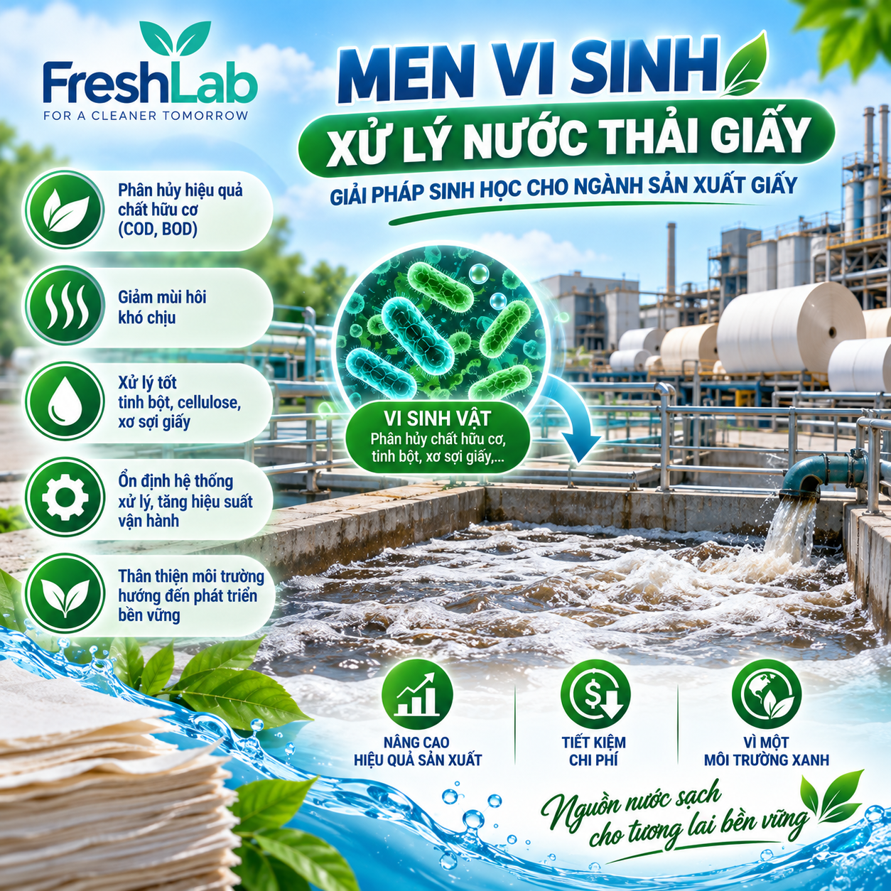 Men vi sinh xử lý nước thải giấy